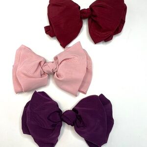LOT 3 BEAUTIFUL VINTAGE KNOTTED DOUBLE LAYERED LARGE 6” HAIR BOWS ACCESSORIES